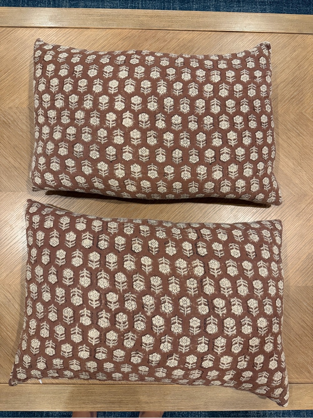 Designer Tulsi Saffron Rust Floral Linen Pillow Cover